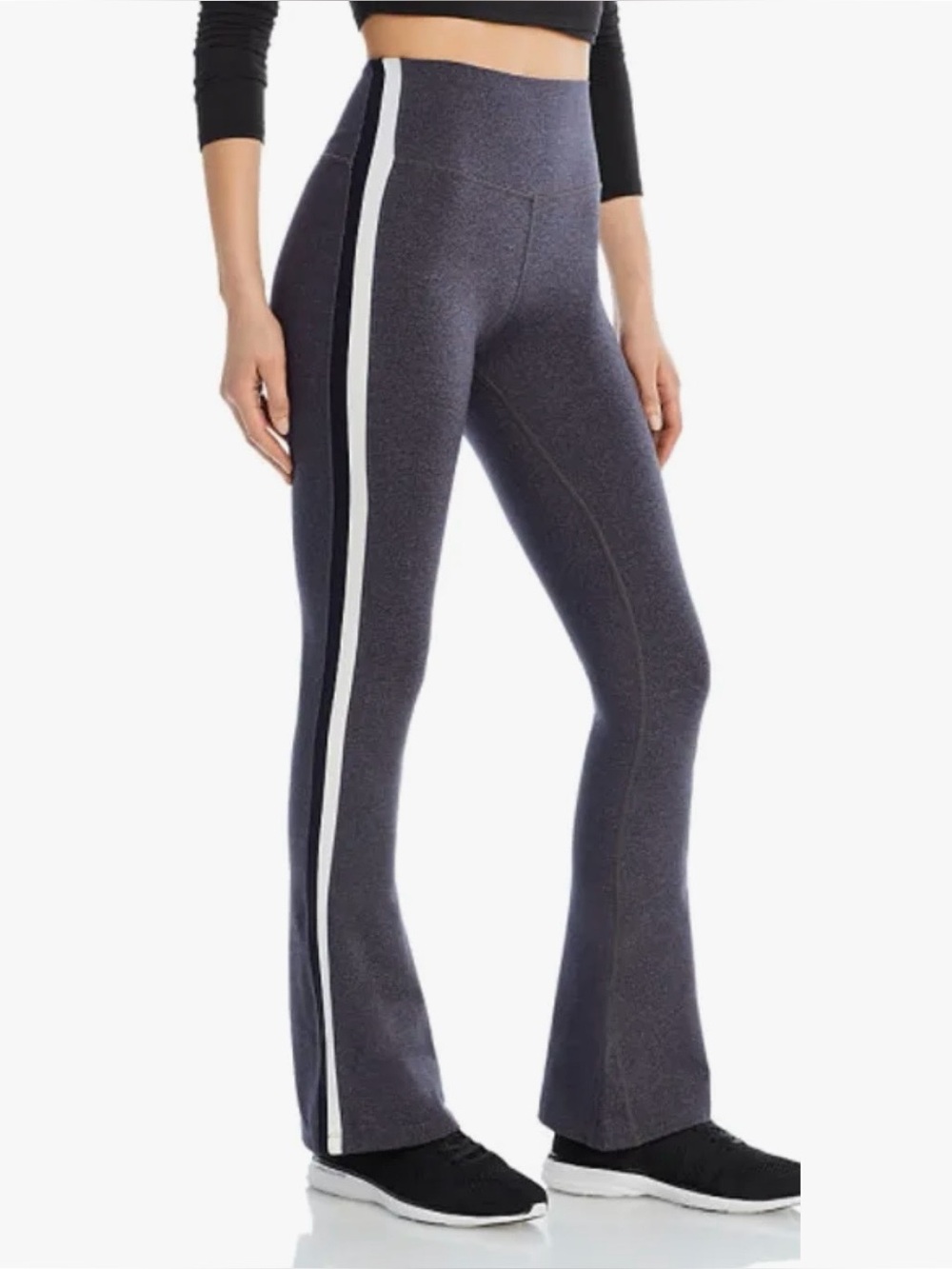 Splits59 Raquel Tuxedo Stripe High Waist Flare Pants Heather Charcoal S Short